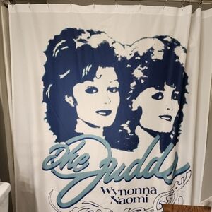 The Judds Blue and White Shower Curtain with Matching Soft Washable Rug